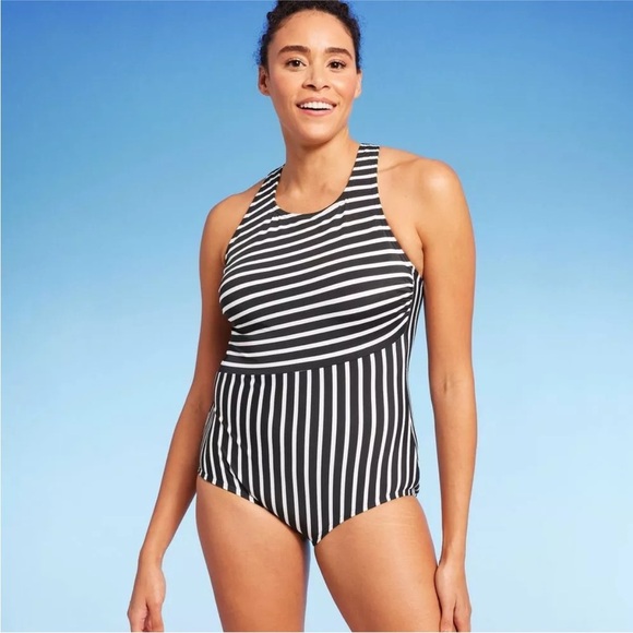 Lands' End Women's UPF 50 Full Coverage High Neck One Piece Swimsuit Large black - Picture 3 of 9